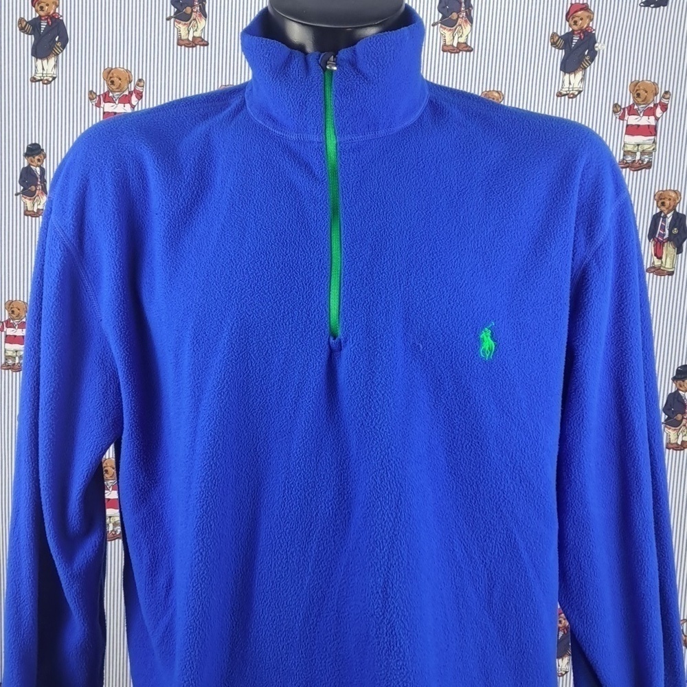 Polo Ralph Lauren 1/4 performance LG Tall royal blue & green lightweight fleece